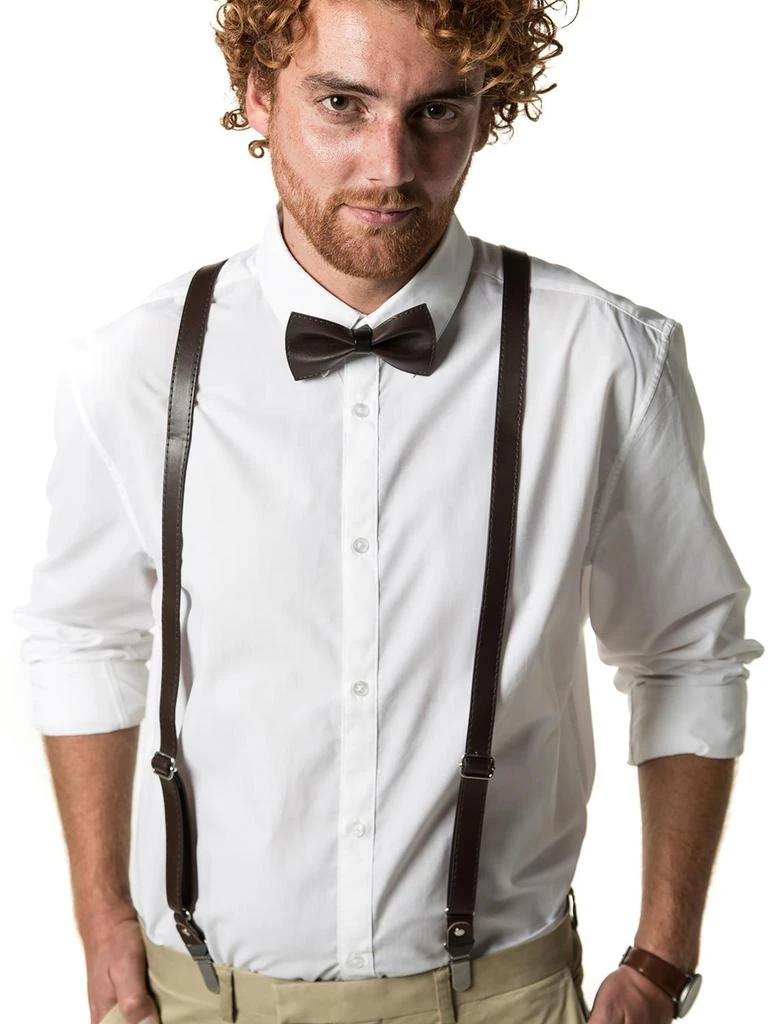Leather Y-Back Suspenders and Bow Tie Set 商品