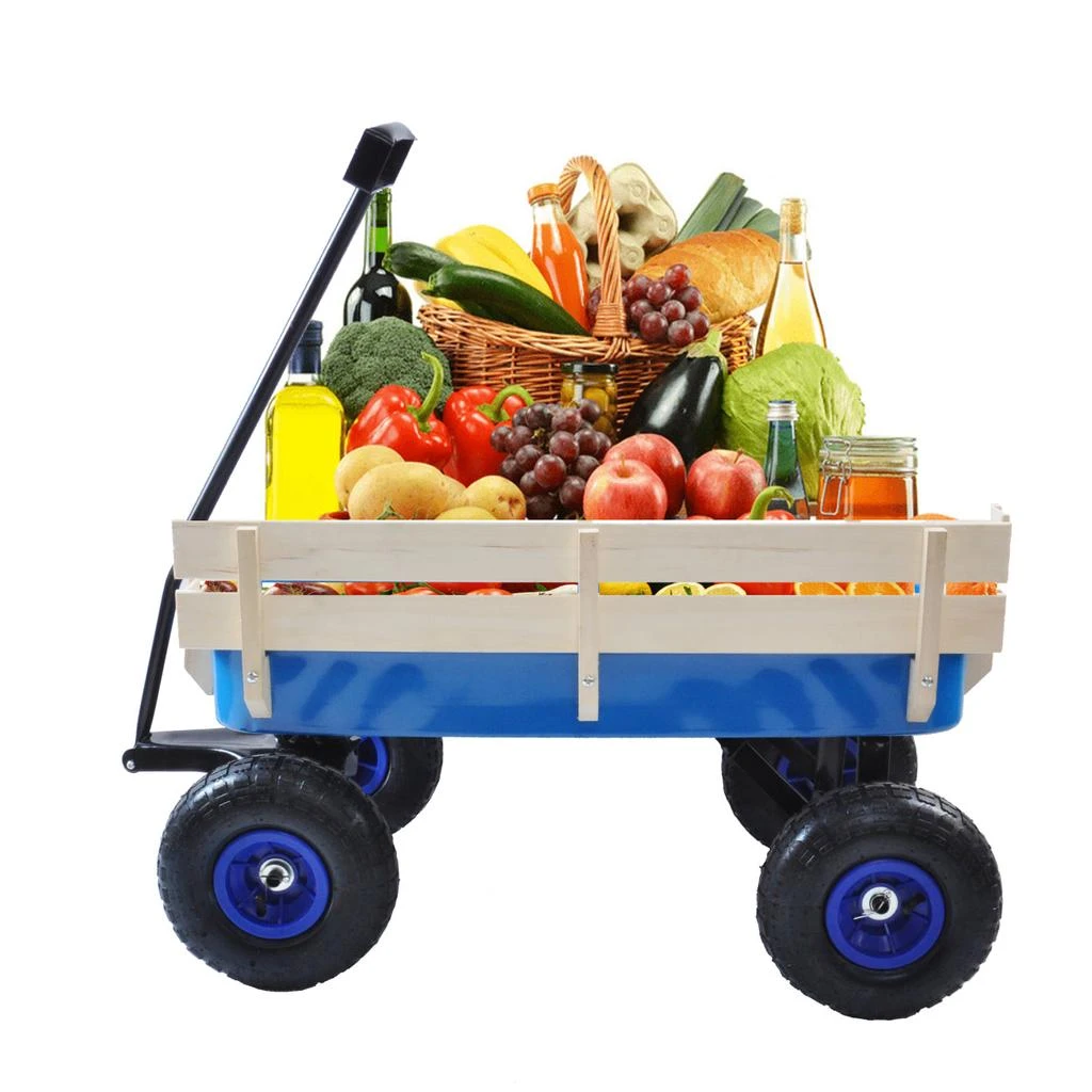 商品Simplie Fun|Outdoor Wagon All Terrain Pulling w/Wood Railing Air Tires Children Kid Garden,价格¥1608,第1张图片