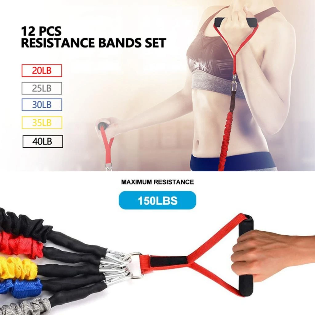 商品Jupiter Gear|12pce Resistance Bands Set Exercise Bands with Protective Sleeve,价格¥605,第2张图片详细描述