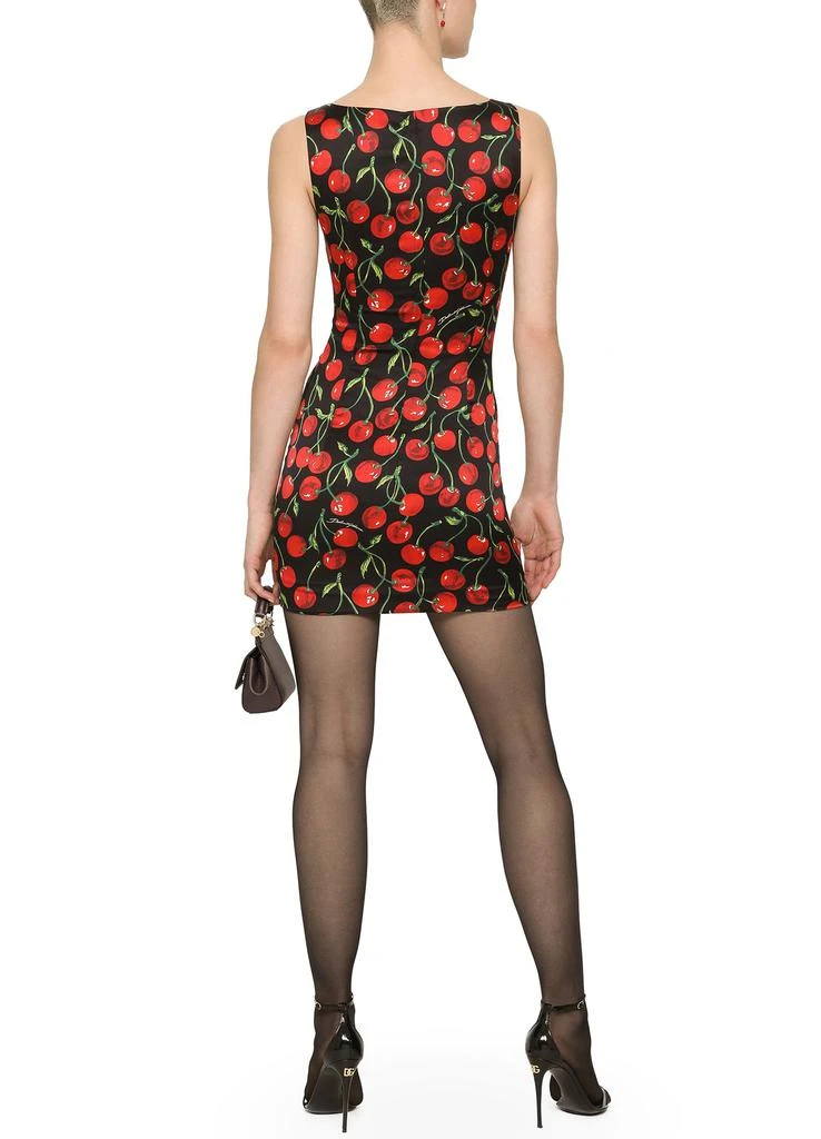 商品Dolce & Gabbana|短款樱桃印花缎面连衣裙,价格¥14880,第3张图片详细描述