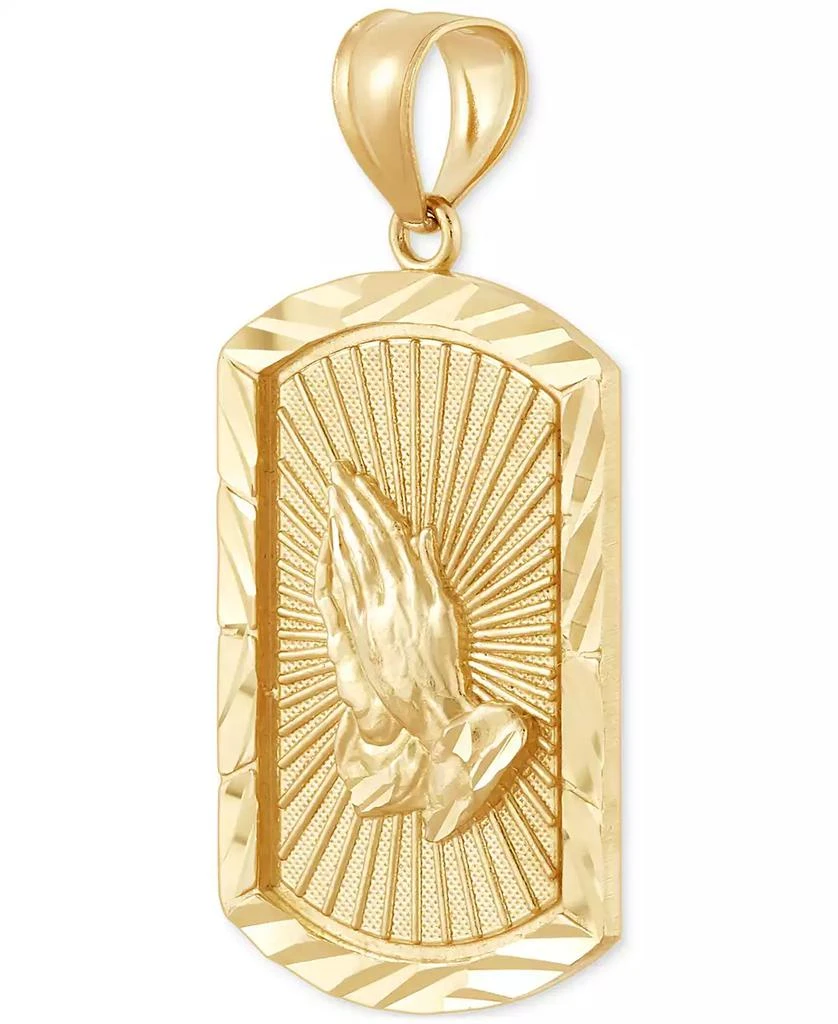 商品Macy's|Men's Sunray Praying Hands Framed Dog Tag Pendant in 14k Gold,价格¥3229,第2张图片详细描述