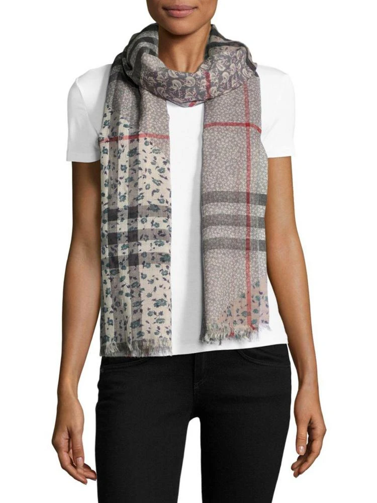 商品Burberry|Patchwork Floral-Print Wool & Silk Scarf,价格¥2282,第1张图片