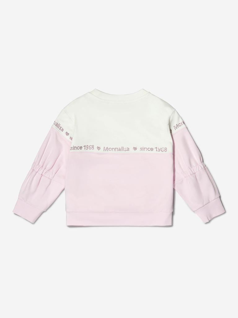 Monnalisa Pink Girls Cotton Branded Sweatshirt商品第4张图片规格展示