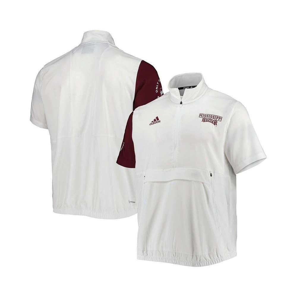 商品Adidas|Men's White Mississippi State Bulldogs M STM AEROREADY Half-Zip Jacket,价格¥381,第1张图片