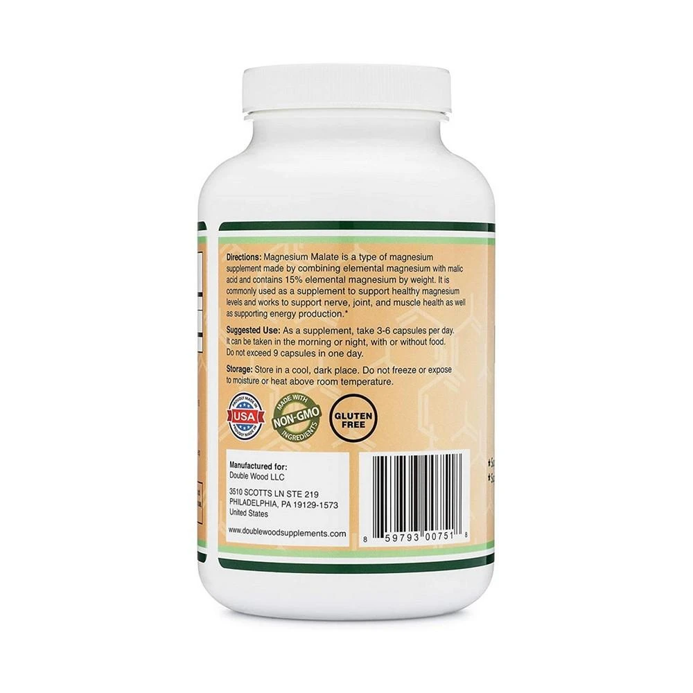 商品Double Wood Supplements|Magnesium Malate - 420 capsules, 1500 mg servings,价格¥187,第2张图片详细描述