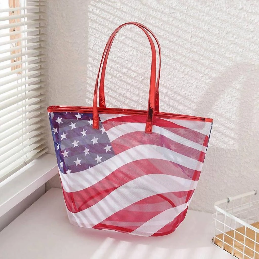 商品Judson & Co.|Judson & Co. - Mesh American Flag Tote Beach Bag,价格¥276,第1张图片