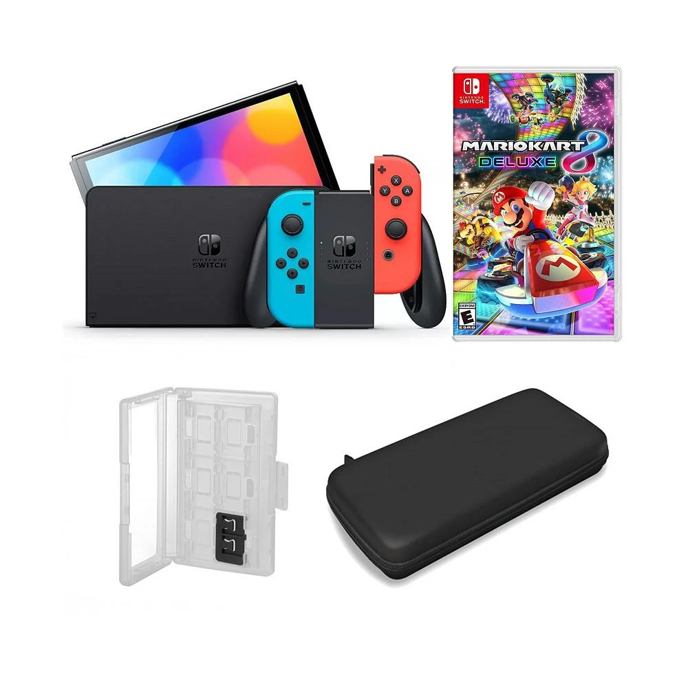 商品Nintendo|Switch OLED in Neon with Super Mario Kart 8 & Accessories,价格¥3741,第1张图片