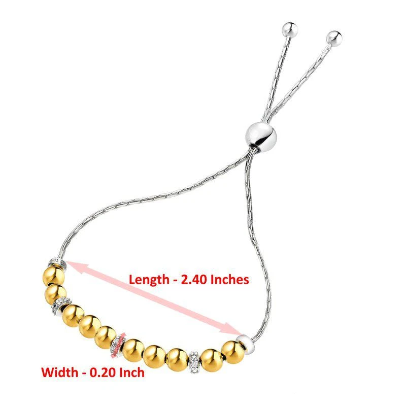 商品Vir Jewels|1/10 cttw Diamond Bolo Bracelet Yellow Gold Plated Over Silver Beads Style,价格¥641,第2张图片详细描述