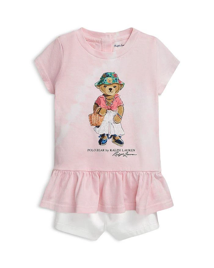 商品Ralph Lauren|Girls' Tie Dyed Polo Bear Tee & Chino Short Set - Baby,价格¥446,第1张图片