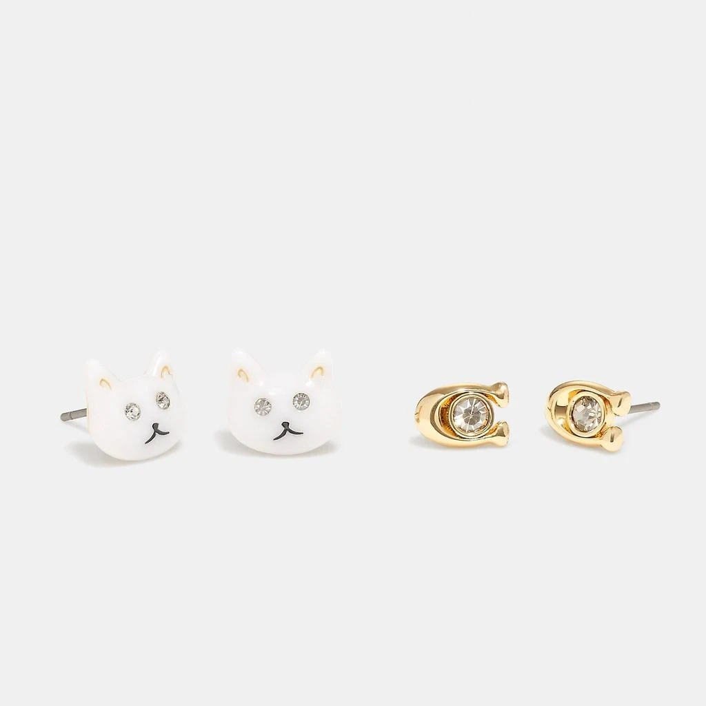 商品Coach|Coach Outlet Cat Stud Earrings Set,价格¥299,第1张图片