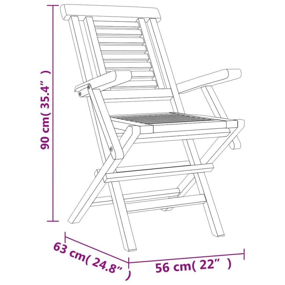 商品vidaXL|Folding Patio Chairs 6 pcs 22"x24.8"x35.4" Solid Wood Teak,价格¥5051,第5张图片详细描述