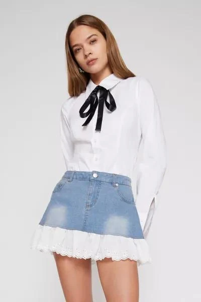 商品Kimchi Blue|Kimchi Blue Jenny Ruffle Denim Mini Skirt,价格¥265,第4张图片详细描述