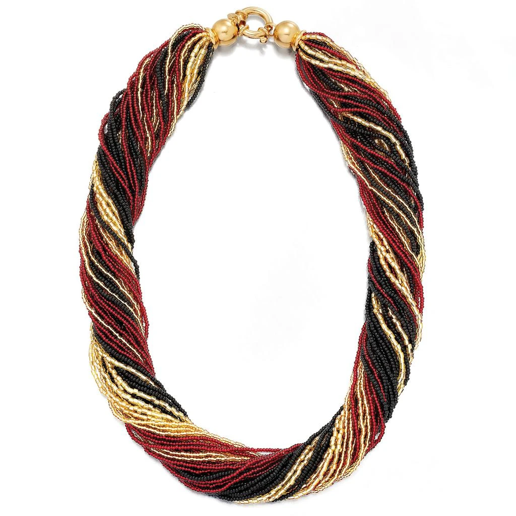 商品Ross-Simons|Ross-Simons Italian Red, Black and Gold Murano Glass Bead Torsade Necklace in 18kt Gold Over Sterling,价格¥932,第3张图片详细描述