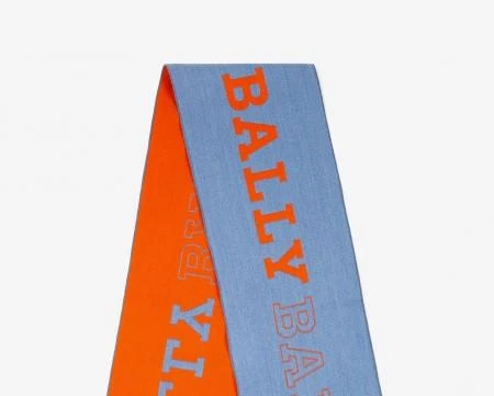 商品Bally|NEW Bally Men's 6233574 Blue/Orange Jacquard Wool Scarf MSRP,价格¥850,第2张图片详细描述