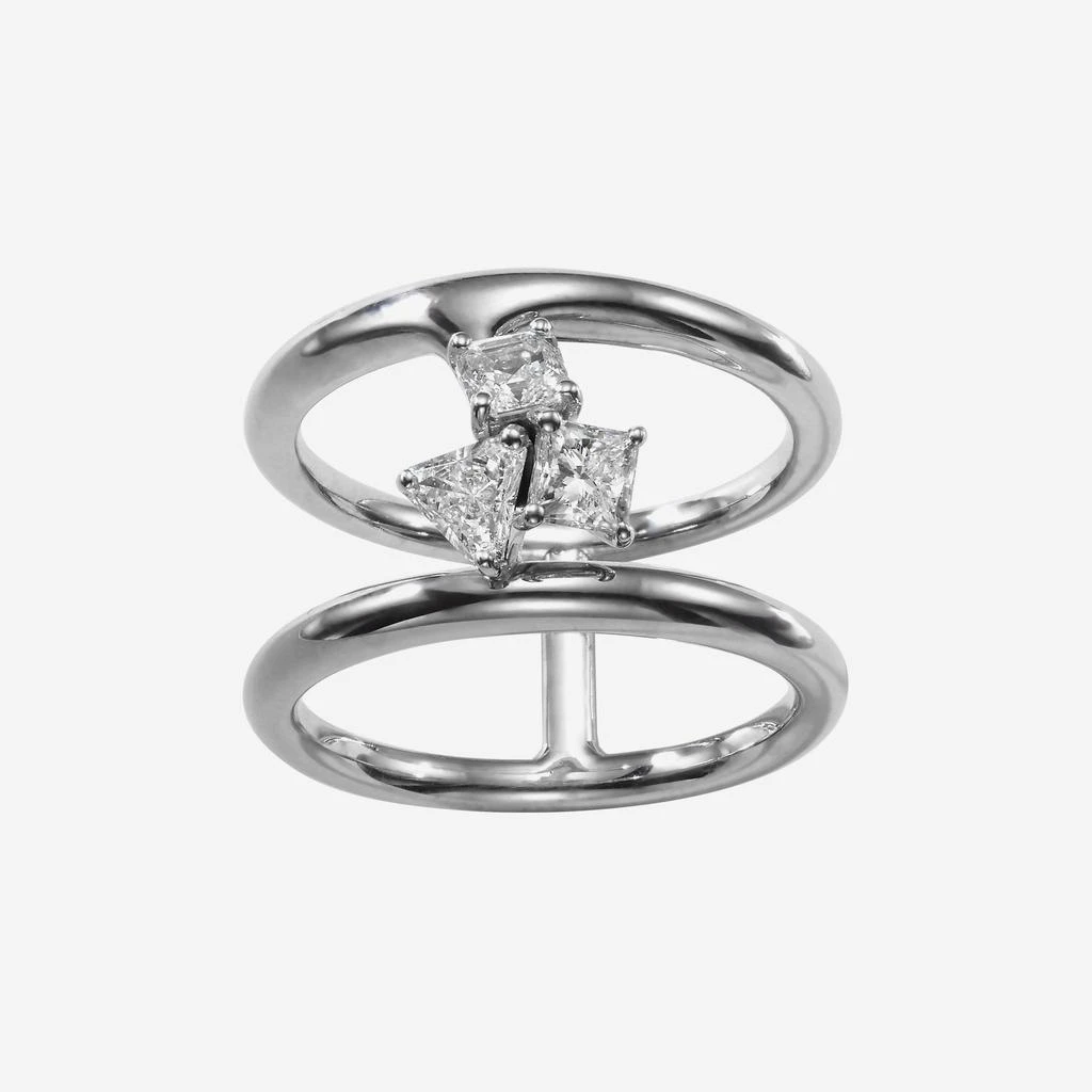 商品AME|Âme Trio 18K White Gold, Lab-Grown Diamond 0.78ct. Tw. Double B, Band Ring Sz. 6.5,价格¥13480,第1张图片