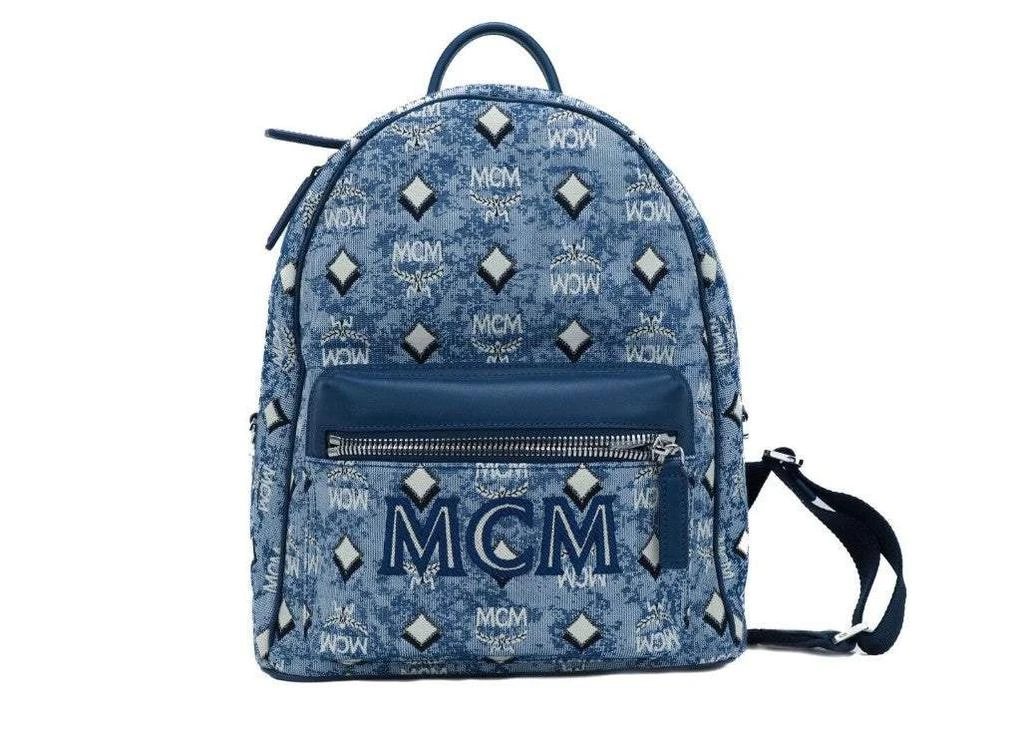 商品MCM|MCM Stark  Blue Vintage Jacquard Monogram Logo Fabric Backpack Bookbag,价格¥7697,第1张图片