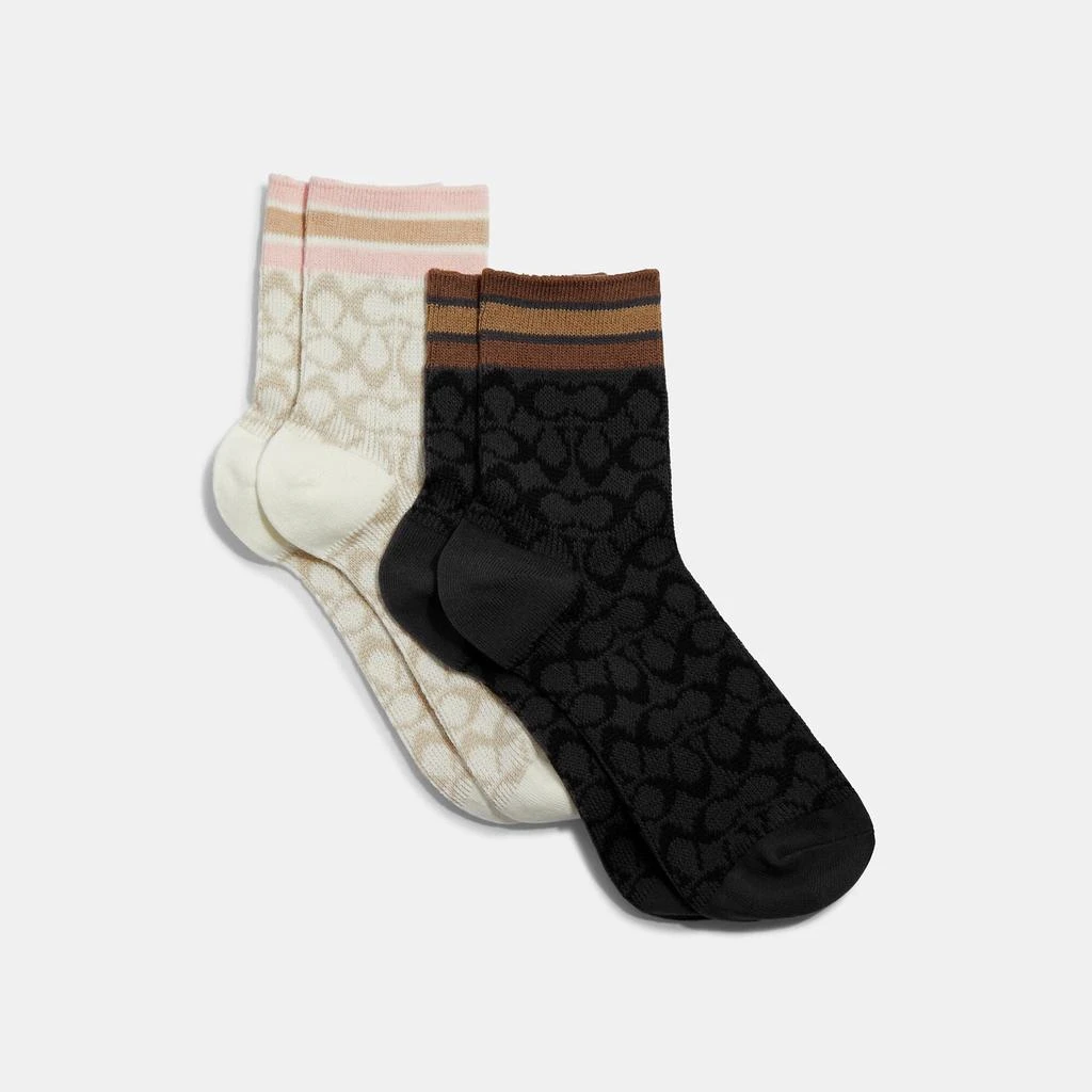 商品Coach|Coach Outlet Signature Quarter Length Socks,价格¥195,第2张图片详细描述