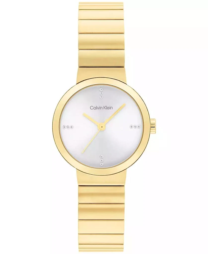 商品Calvin Klein|Women's Three Hand Gold-Tone Stainless Steel Bracelet Watch 25mm,价格¥916,第1张图片