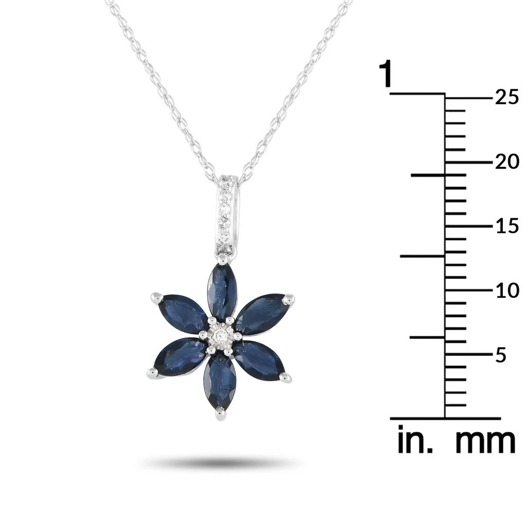 商品LB Exclusive|14K White Gold 0.01 ct Diamond and Sapphire Flower Necklace PD4-16241WSA,价格¥2617,第4张图片详细描述