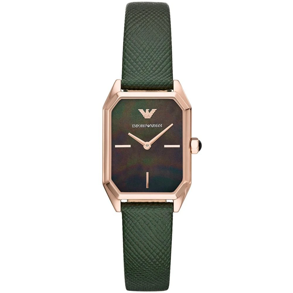 商品Emporio Armani|Women's Green Leather Strap Watch 24x36mm,价格¥1614,第1张图片