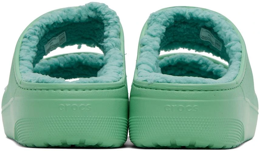 商品Crocs|Green Classic Cozzzy Sandals,价格¥196,第2张图片详细描述