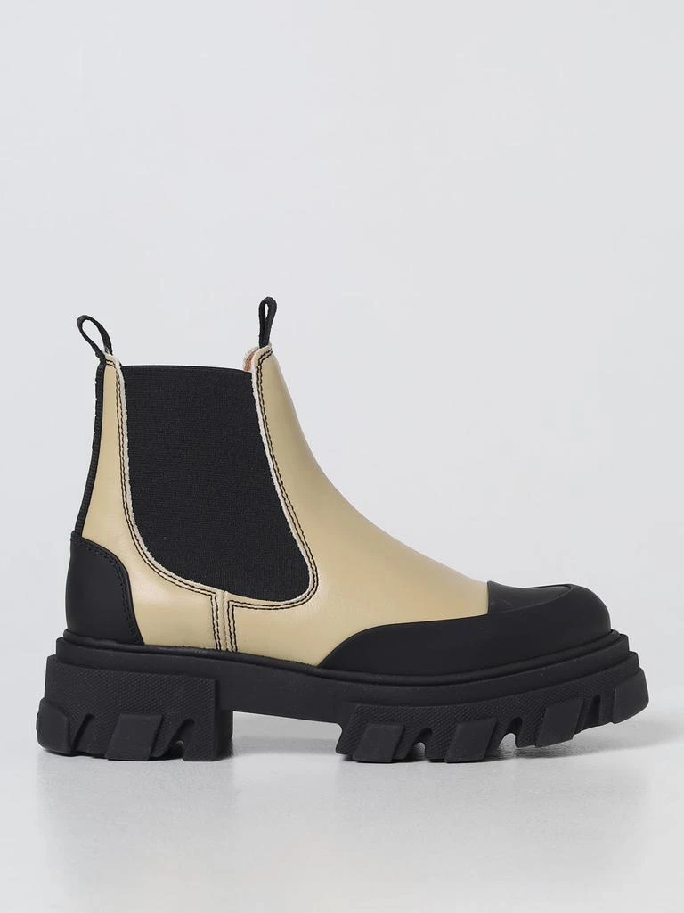 商品Ganni|Ganni Cleated Low leather ankle boots,价格¥1748,第1张图片