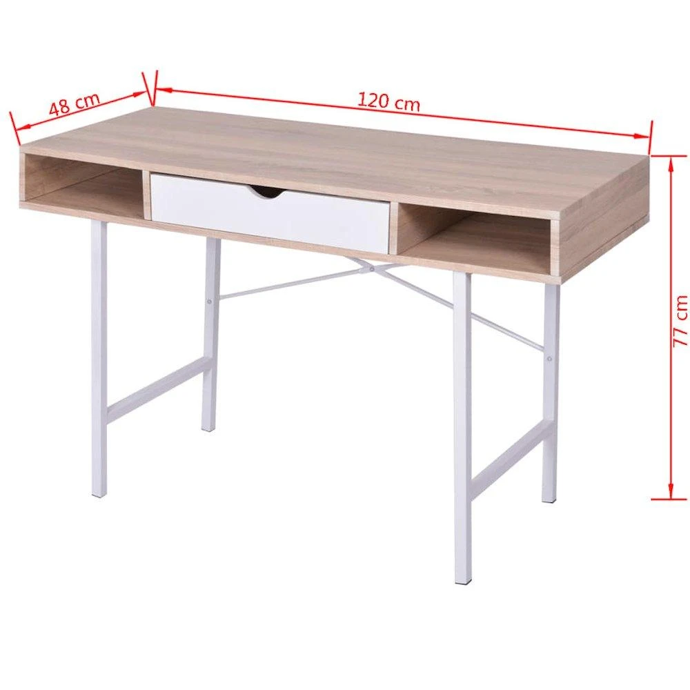 商品vidaXL|Desk with 1 Drawer Oak and White , 20135,价格¥1286,第5张图片详细描述