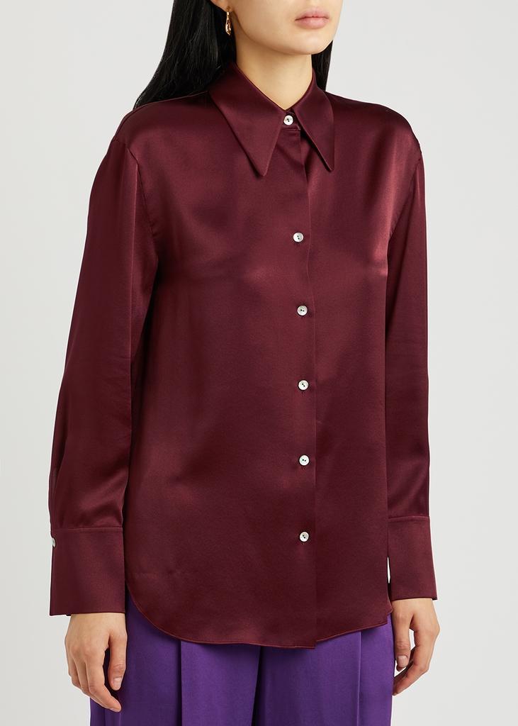 商品Vince|Burgundy silk-satin shirt,价格¥2932,第4张图片详细描述