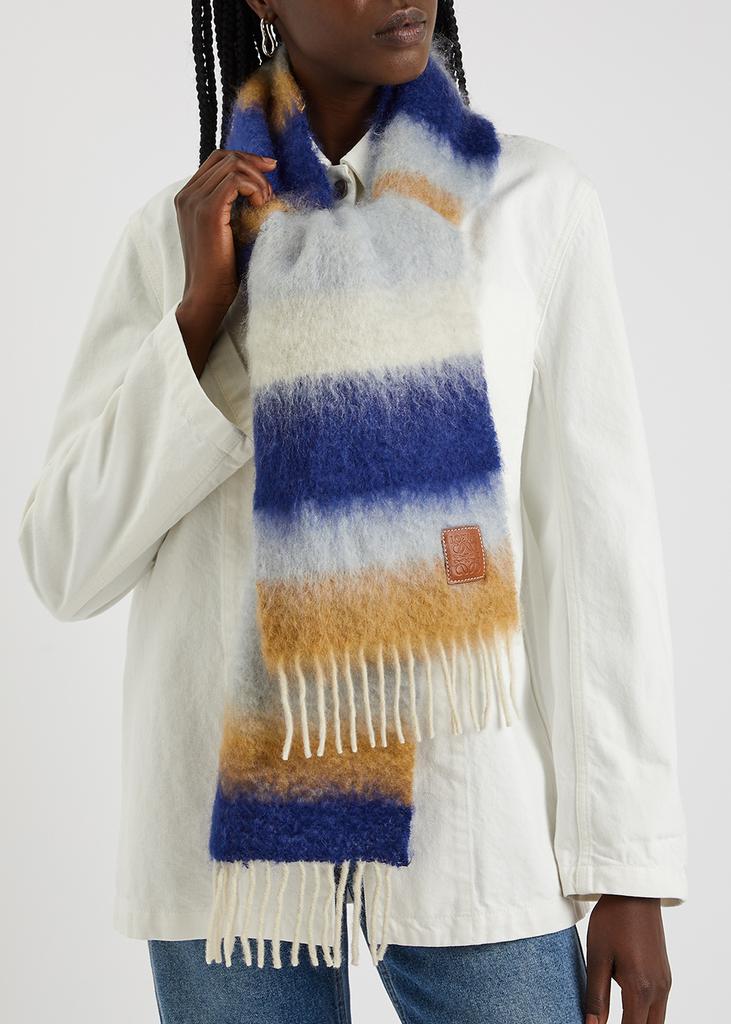 Striped mohair-blend scarf商品第2张图片规格展示