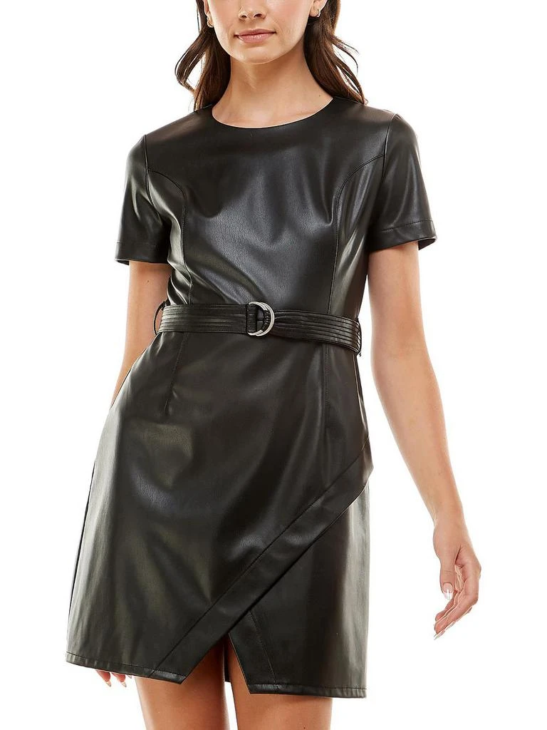 商品Planet Gold|Juniors Womens Faux Leather Short Mini Dress,价格¥135,第1张图片