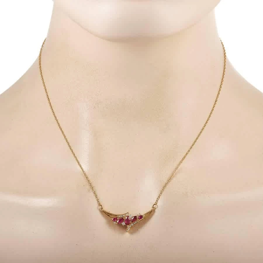 商品LB Exclusive|14K Yellow Gold 0.14 ct Diamond and Ruby Necklace,价格¥4150,第2张图片详细描述