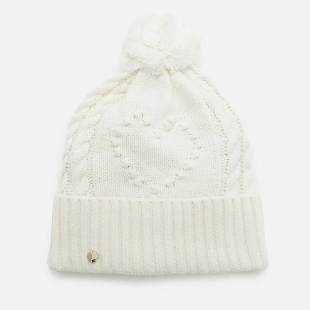 商品Kate Spade|Kate Spade New York Women's Heart Bobble Beanie - French Cream,价格¥309,第1张图片