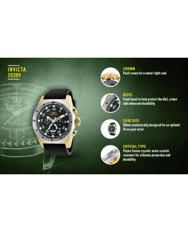 商品Invicta|Invicta Speedway Black Dial Polyurethane Strap Men's Watch 20309,价格¥496,第5张图片详细描述