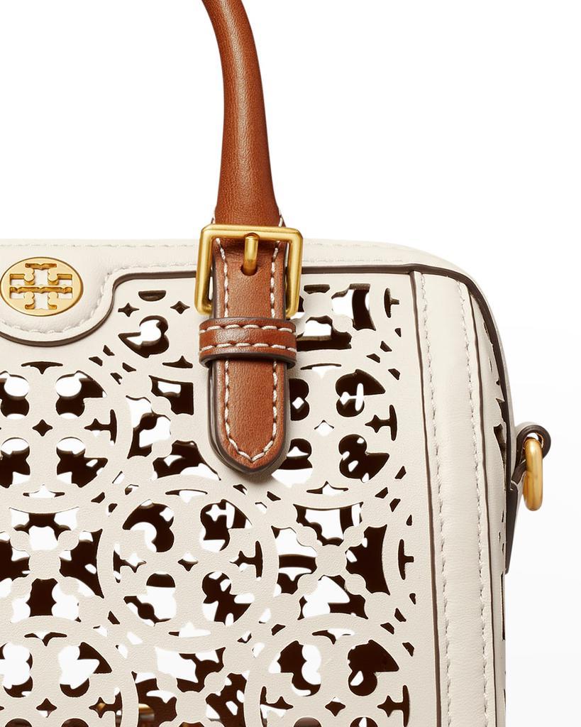 Tory Burch Petite T Monogram Laser-Cut Barrel Top-Handle Bag