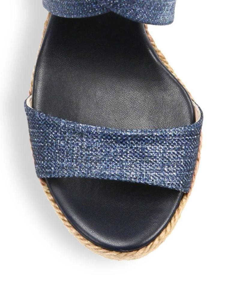 商品Jimmy Choo|Portia 120 DFW Metallic Denim Espadrille Wedge Sandals,价格¥1649,第3张图片详细描述