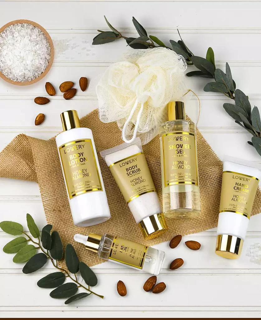 商品Lovery|Honey Almond Home Spa Gift Set, Bath and Body Care with Tote Bag, 9 Piece,价格¥393,第3张图片详细描述