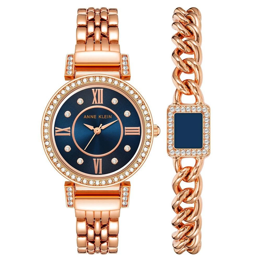 商品Anne Klein|Women's Rose Gold-Tone Bracelet Watch 30mm Gift Set,价格¥412,第1张图片