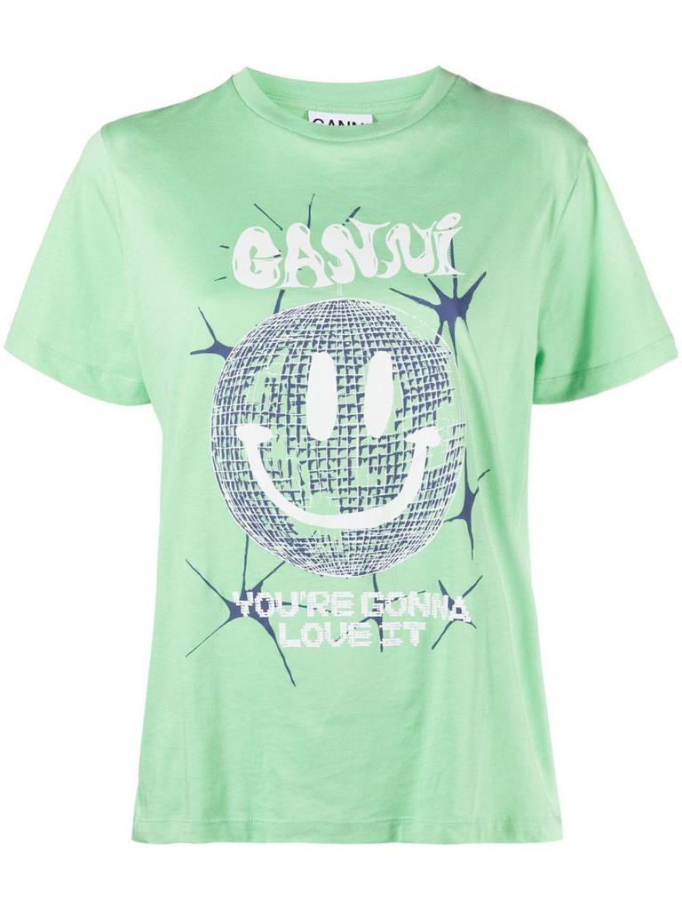 GANNI Smiley print organic cotton t-shirt商品第1张图片规格展示