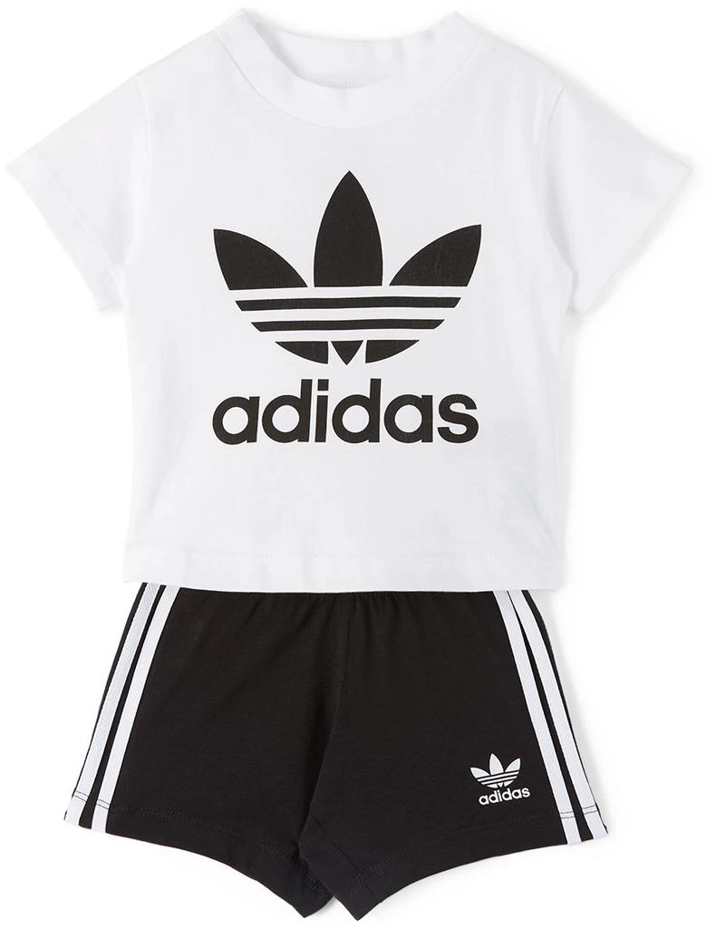 商品Adidas|Baby White & Black Trefoil T-Shirt & Shorts Set,价格¥380,第1张图片