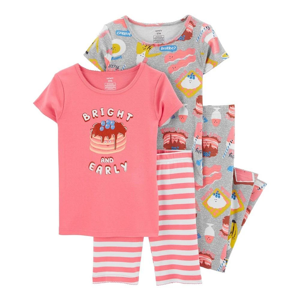 商品Carter's|Little Girls Snug Fit T-shirt, Shorts and Pajama, 4 Piece Set,价格¥98,第1张图片