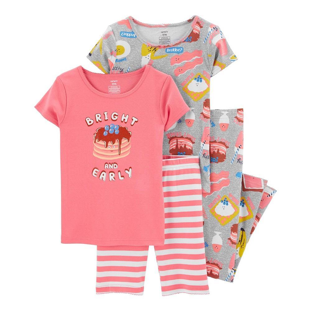 商品Carter's|Little Girls Snug Fit T-shirt, Shorts and Pajama, 4 Piece Set,价格¥122,第1张图片