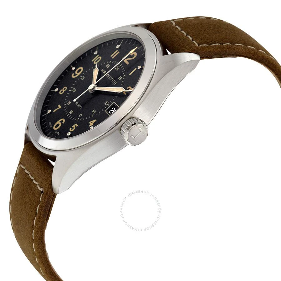 商品Hamilton|Khaki Black Dial Tan Suede Men's Watch H68551833,价格¥2899,第2张图片详细描述