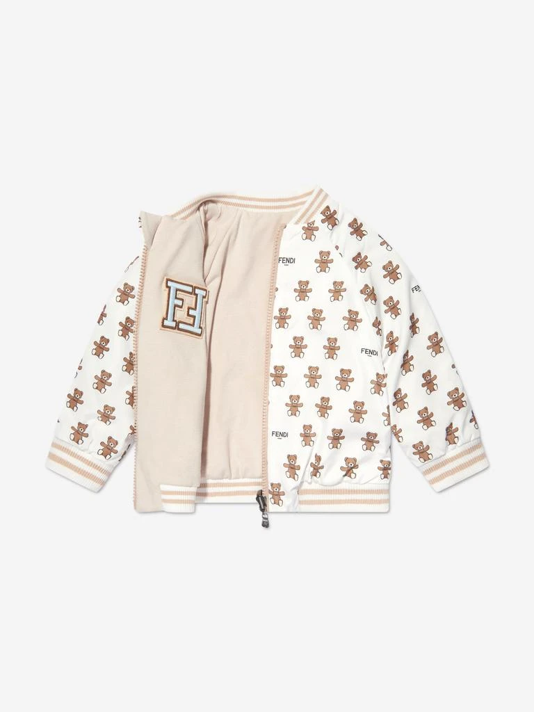 商品Fendi|Baby Reversible Bear Zip Up in White,价格¥5221,第2张图片详细描述