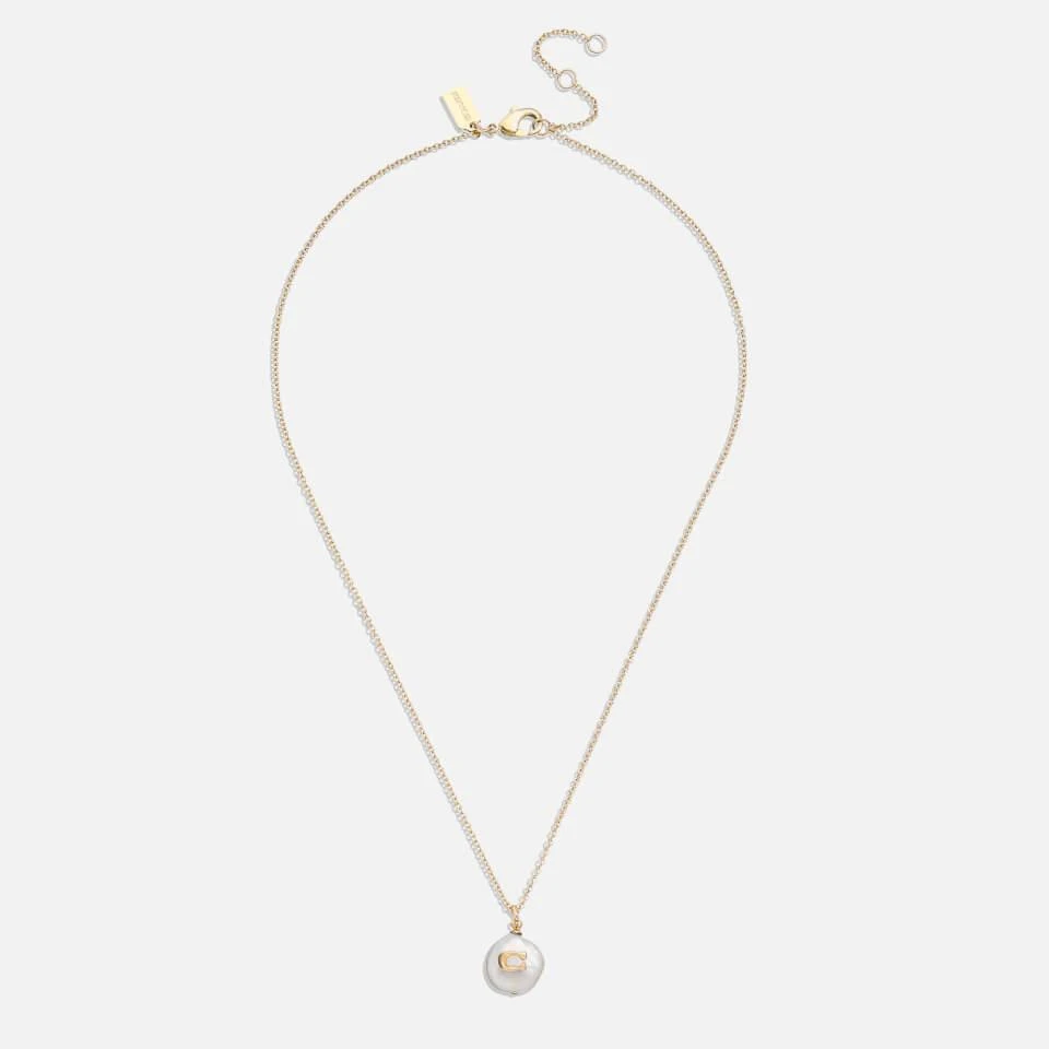 商品Coach|Coach Coin C Faux Pearl Short Pendant Necklace,价格¥681,第2张图片详细描述