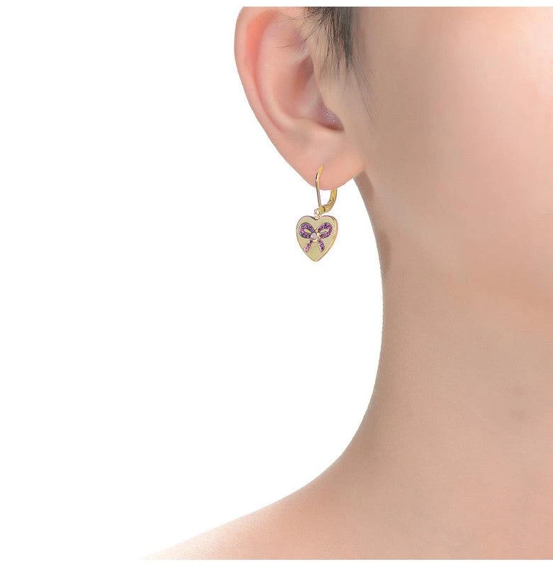 商品GigiGirl|Sterling Silver 14k Gold Plated with Ruby Cubic Zirconia Leverback Earrings,价格¥453,第3张图片详细描述