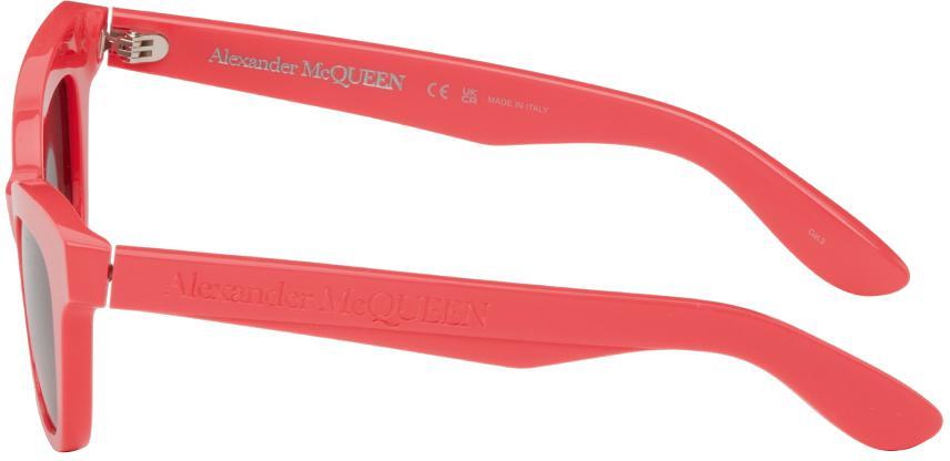 商品Alexander McQueen|Pink McQueen Angled Sunglasses,价格¥2413,第5张图片详细描述