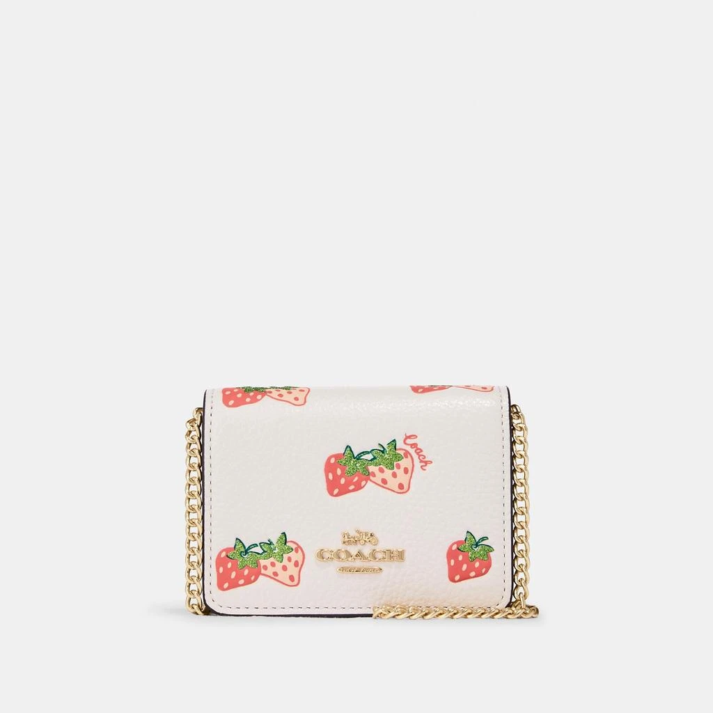商品Coach|Coach Outlet Mini Wallet On A Chain With Strawberry Print,价格¥577,第1张图片