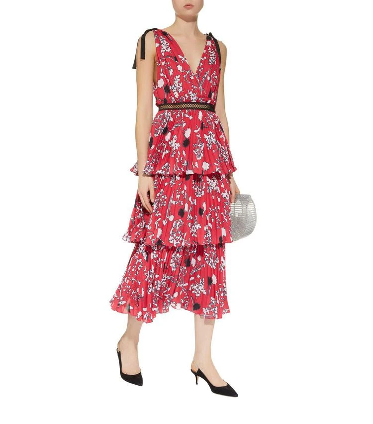 商品Self Portrait|Floral Tie Shoulder Midi Dress,价格¥1423,第5张图片详细描述