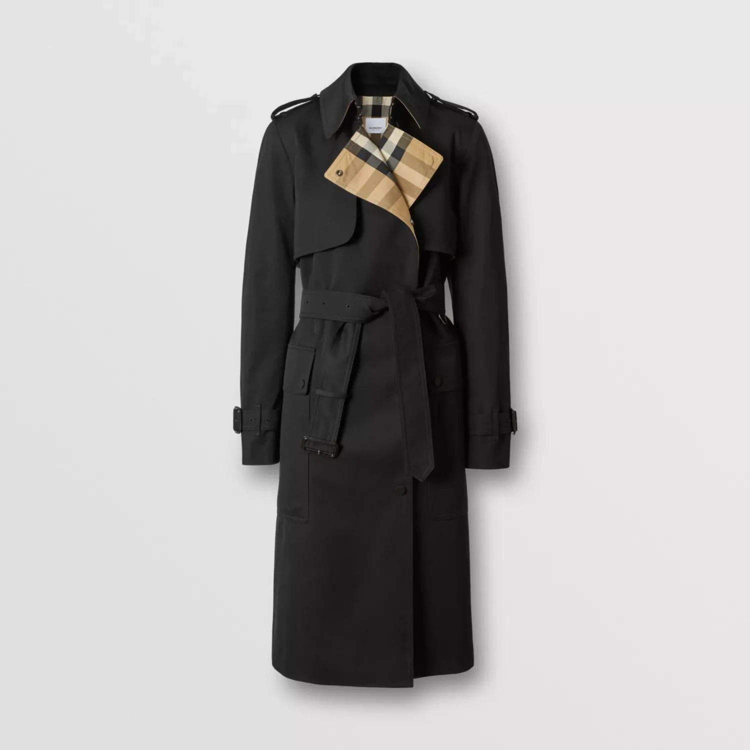 商品Burberry|【预售】 巴宝莉 24秋冬 女士 风衣 长款格纹翻领嘎巴甸 Trench 风衣 80446781,价格¥18667,第1张图片