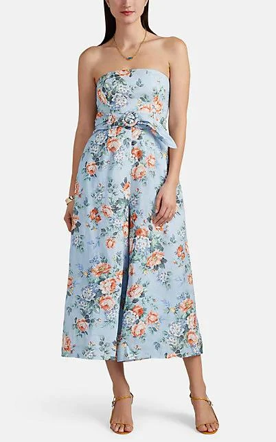 商品Zimmermann|Bowie Floral Linen Strapless Jumpsuit,价格¥1363,第1张图片